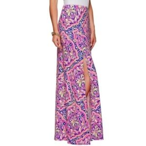 Lilly Pulitzer Resort Long Sexy Maxi Slits Skirt in Pink Size Small